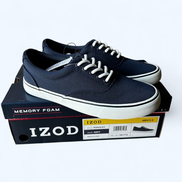 Izod Rangley Men's Lace Up Casual Canvas shoe Memory Foam Navy size 8 - Picture 7 of 8